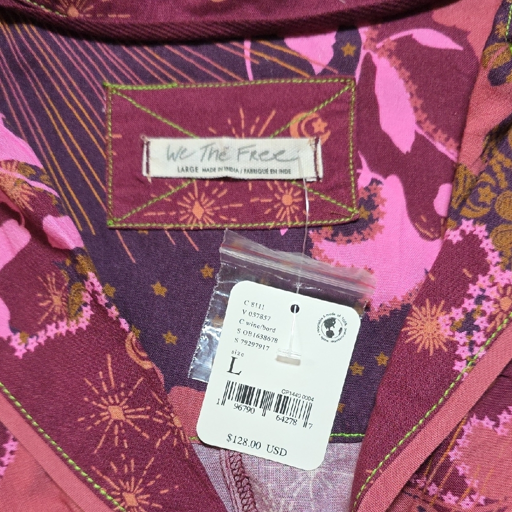 Free People We The Free | Living Good Vibrations Buttondown Pajama Shirt *NWT - Picture 2 of 5